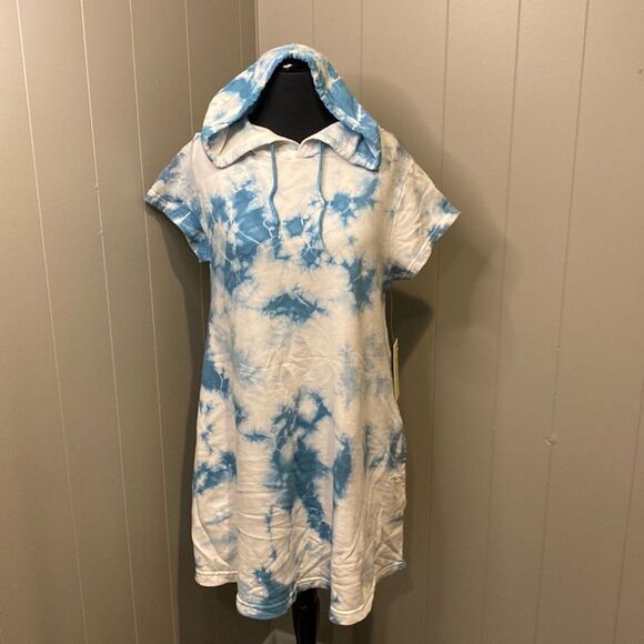 NEW Elan Small Tie Dye Soft Sleeveless Hoodie Sweatshirt Dress Drawstring Pocket - Picture 1 of 8